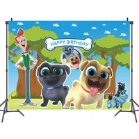 cute cartoon big eyes dogs photo backdrop photography for table decorations banner kids birthday party photo background poster