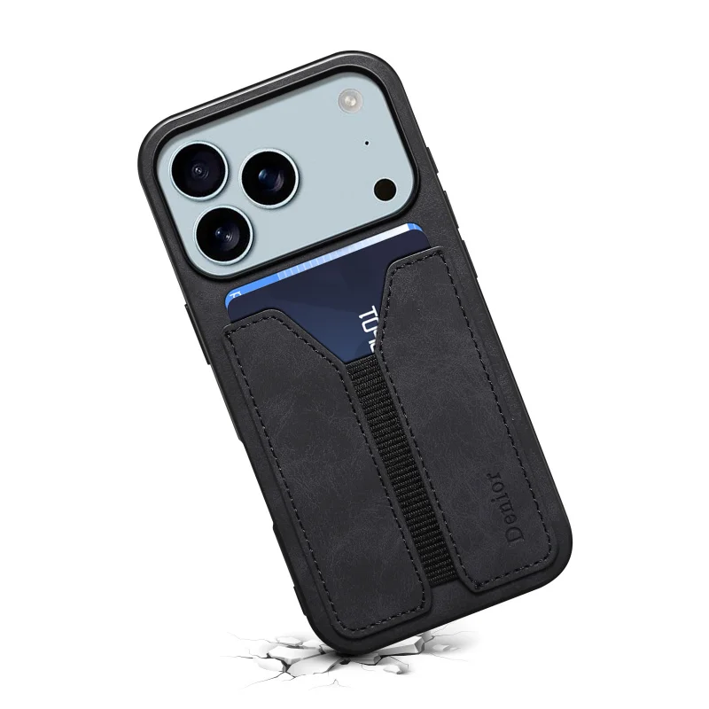 Фото Чехол-накладка PURetro из искусственной кожи с узором для iPhone Air/17, эластичный чехол для телефона с отделением для карт для Apple 17 Pro Max, чехол для iPhone №4