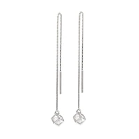 925 sterling silver long tassel earrings female temperament simple high end earrings ins cold wind new trend