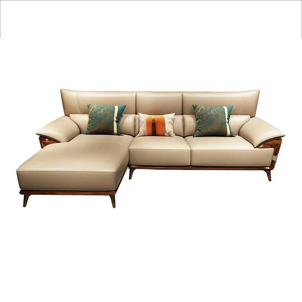 

Leather Sofa Cephalic Layer Cowhide New Chinese Style Large And Small Household Types A Living Room Solid Wood Furniture