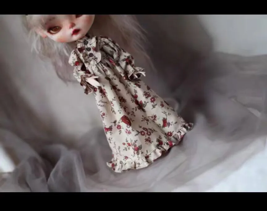 2025 1 шт. винтажное/ретро цельное платье Blythe с цветочным принтом 1/6 30 см (подходит