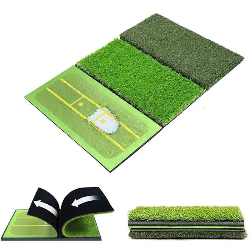 Golf Putting Mat 3 In 1 Design Golf Swing Trainer Mat Path Feedback Golf Impact Mat Portable Foldable Golf Training Supplies For