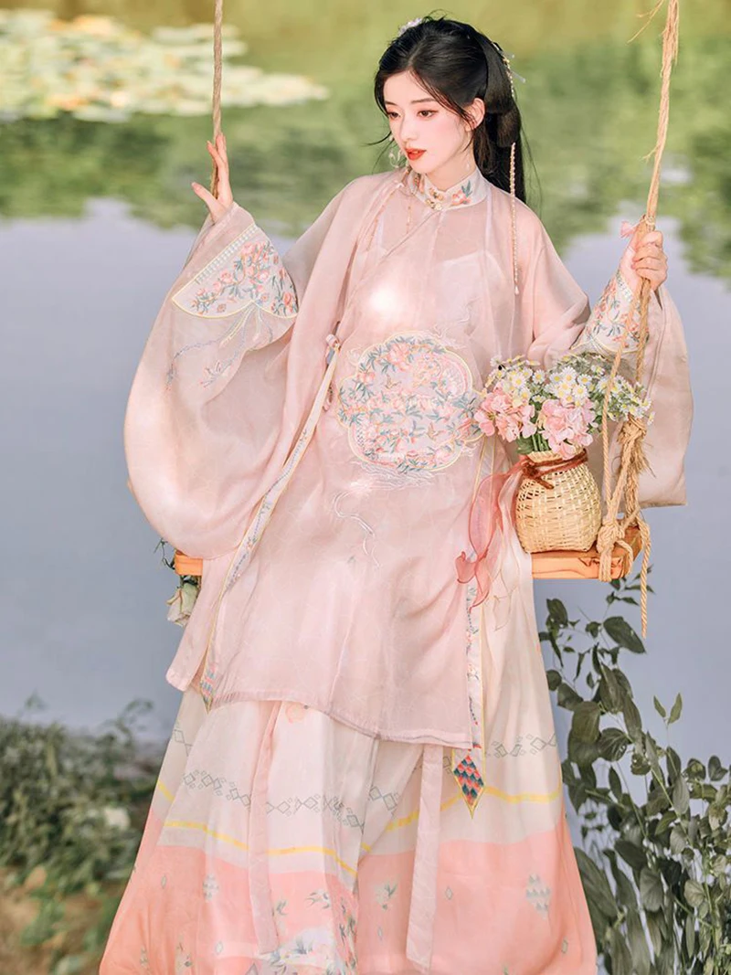 

Pink Hanfu Dress Women Ancient Chinese Embroidery Hanfu Set Cosplay Costume Long Gown With Skirt Summer Hanfu Dress Plus Size