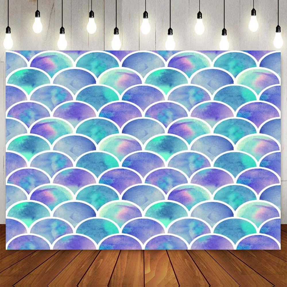 

Mermaid Theme Scales Birthday Party Backdrop Photography Background for Girls Kids Portrait Photo Booth Table Banner Poster