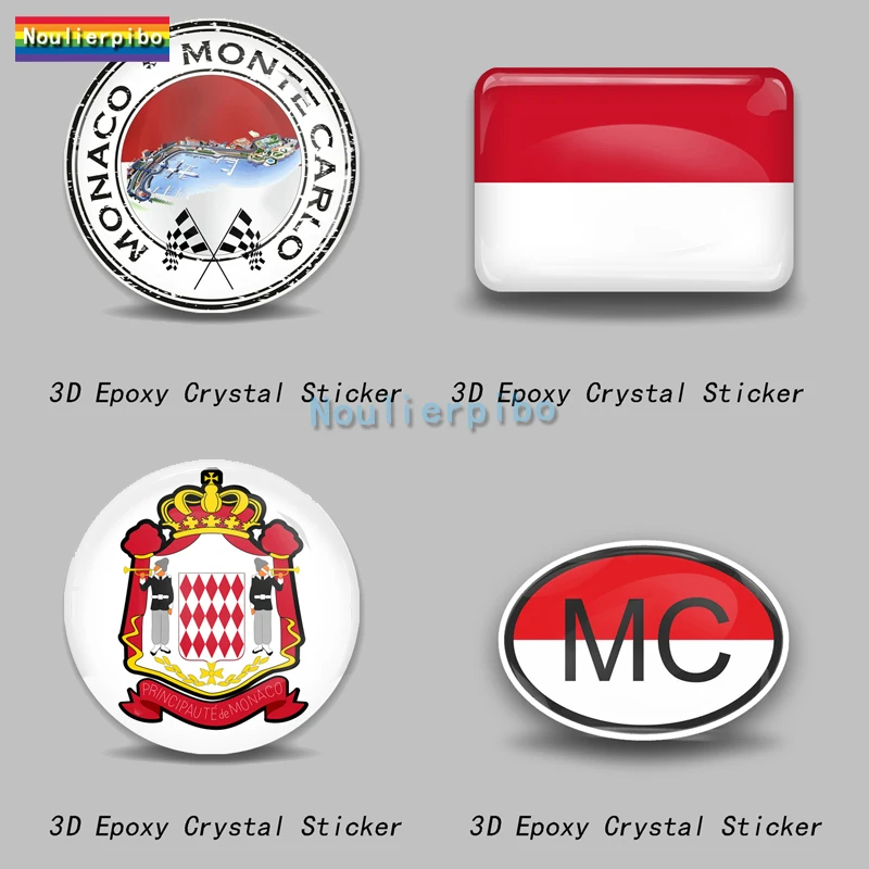 

3D Epoxy Resin Car Dome Sticker Monaco Flag National Emblem PVC Car Motorcycle Mobile Phone Trolley Case Laptop Vinyl Sticker