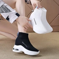 elastic socks shoes womens spring and autumn 2020 new single thick bottom increased wild casual high heeled sponge cake shoes