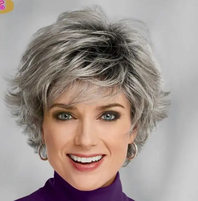 Женские Короткие Серые парики с эффектом омбре парик для стрижки волос