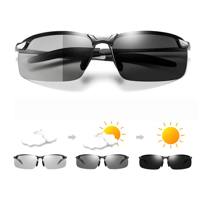 

Солнцезащитные очки Мужские фотохромные, поляризационные, хамелеоновые, в металлической оправе, дневное и ночное видение, UV400