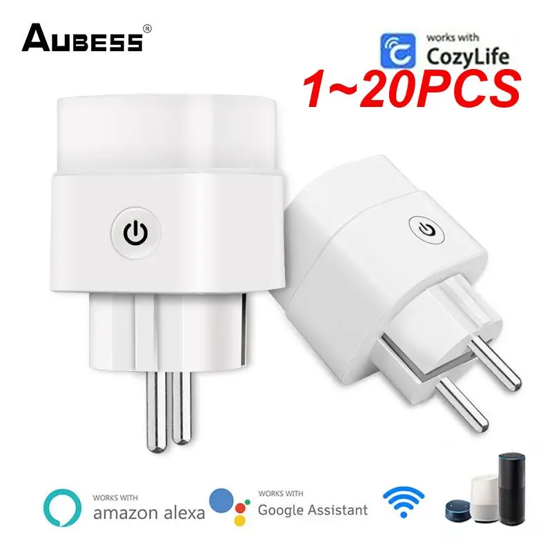 

AUBESS 16A EU Plug WIFI Wireless Remote Socket Smart Timer Plug Voice Control Home Fire Retardant PC Smart Power Socket