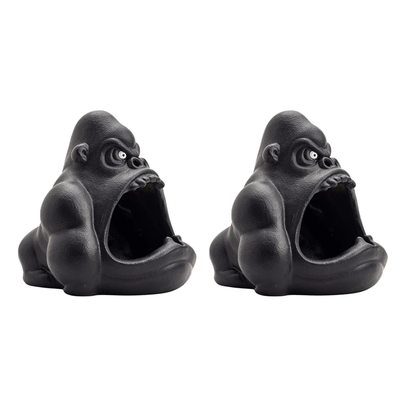 

2X Ceramic Cartoon Animal Ashtray Orangutan Anti-Ash Car Large Capacity Ashtray Living Room Office Decoration Gift