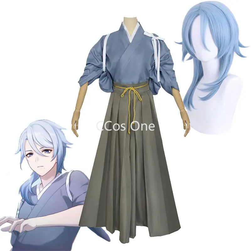 

Косплей косткум, косплей, Kostik Genshin Impact Kamisato Ayato Uniseks Kendougi Dan Hakama, парик, косплей-игра