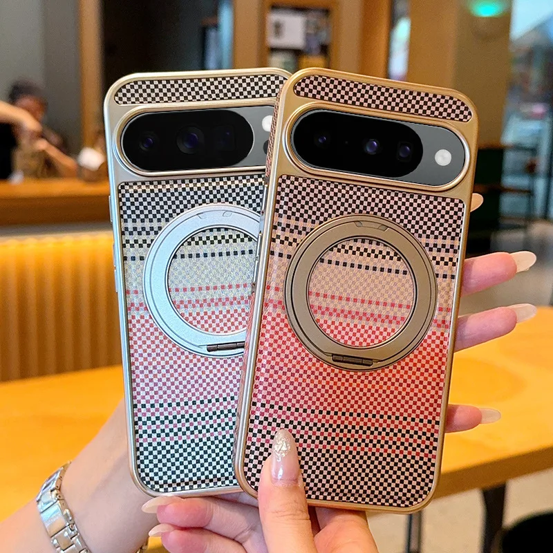 Фото Для Google Pixel 10 Pixel 10 9 Pro XL 8 Чехол Magsafe с рисунком заката, искусственная кожа, металлический вращающийся на 360 градусов магнитный кронштейн, чехол №1