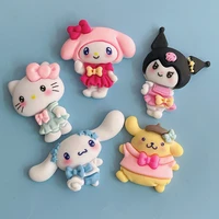 5pcs kawaii diy accessories sanrio anime cinnamoroll cute hello kitty kuromi girly heart cartoon hairpin patch toy for girls