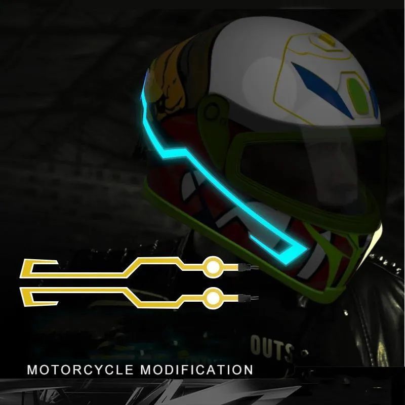 

Светодиодная лента холодсветильник для мотоциклетного шлема, водонепроницаемая Наклейка EL, 4 мигающих предупреждающих аксессуары для шлема
