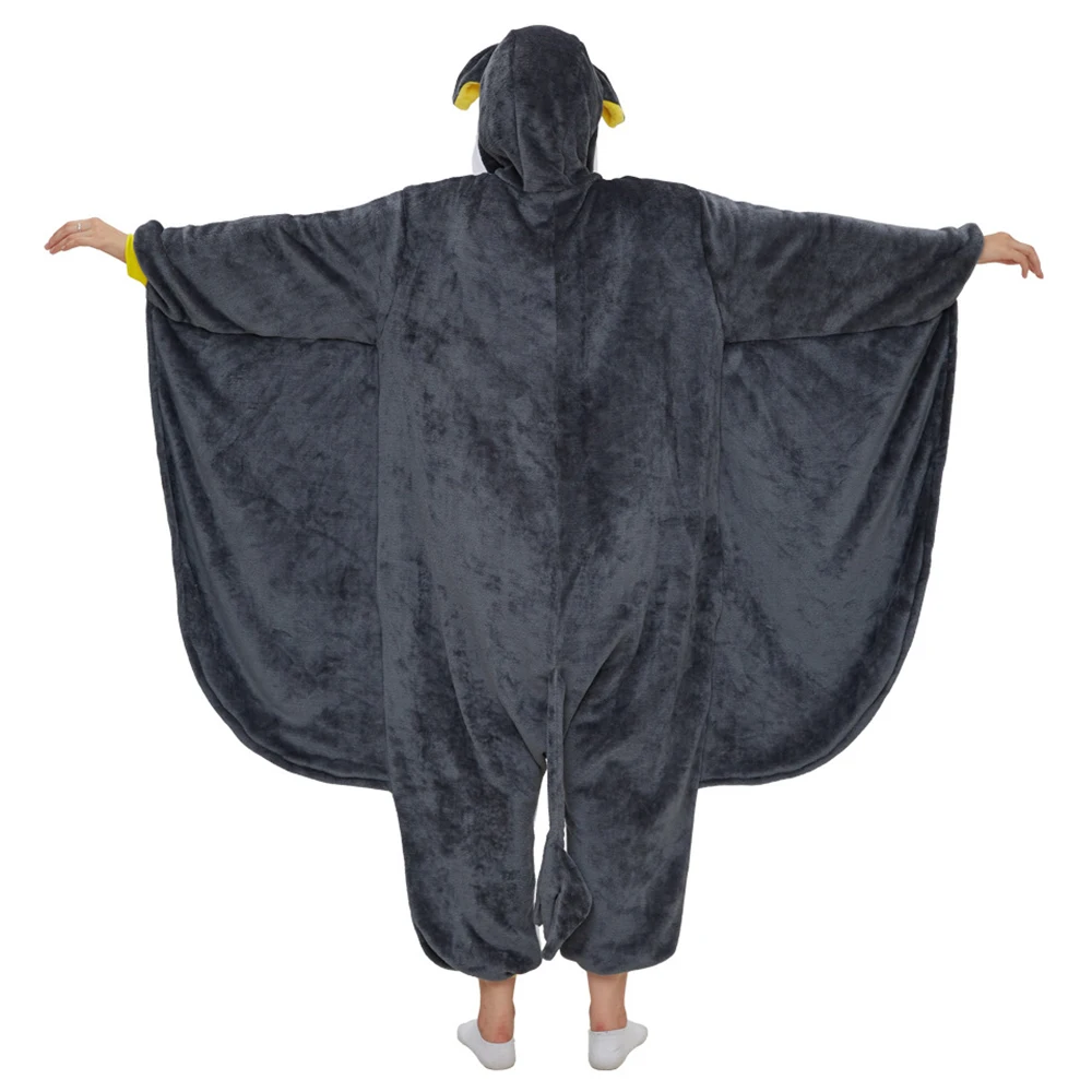 Winter Women Unisex Adult Kigurumi Flying Squirrel Onesies Animal Pajamas Flannel Nightie Sleepwear Halloween One-piece Jumpsuit