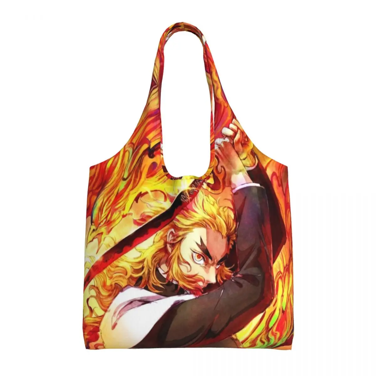 

Сумка-шоппер из аниме «рассекающий демонов», женская сумочка-тоут из ткани с графическим дизайном, стильная уличная одежда на плечо