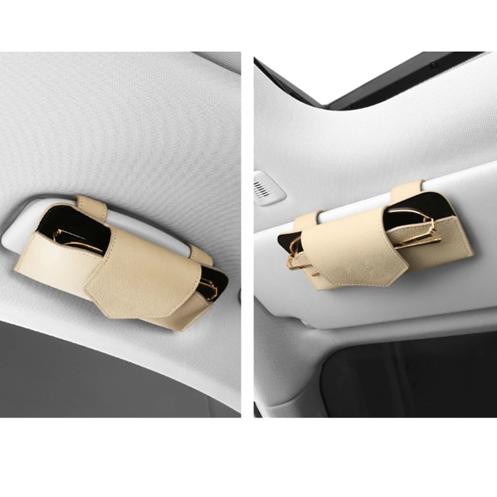 

Car Sun Visor Glasses Case Inner Sponge Pad Scratches Magnetic Glasses Clip For Sunglasses Sunshade Truck Travel Gray Black Red