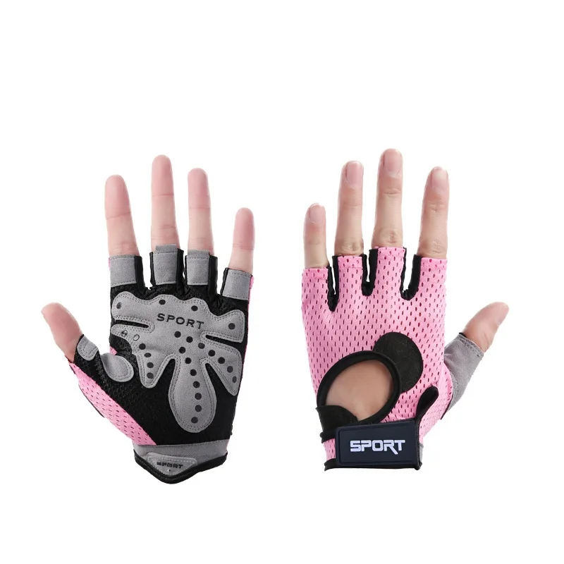 

Женские велосипедные перчатки, спортивное снаряжение на открытом воздухе, нескользящие перчатки для тяжелой атлетики, розовые дышащие мужские перчатки
