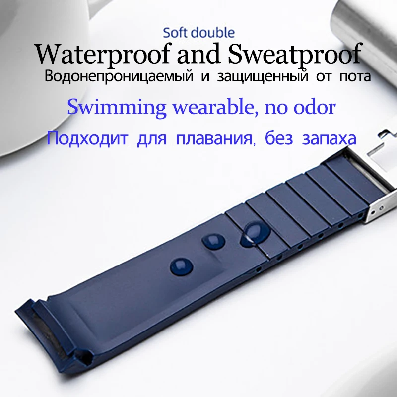 Viton Strap for Longines CONQUEST HYDROCONQUEST Watch Accessories Men Waterproof Strap Soft Rubber Silicone Watch Bracelet Band