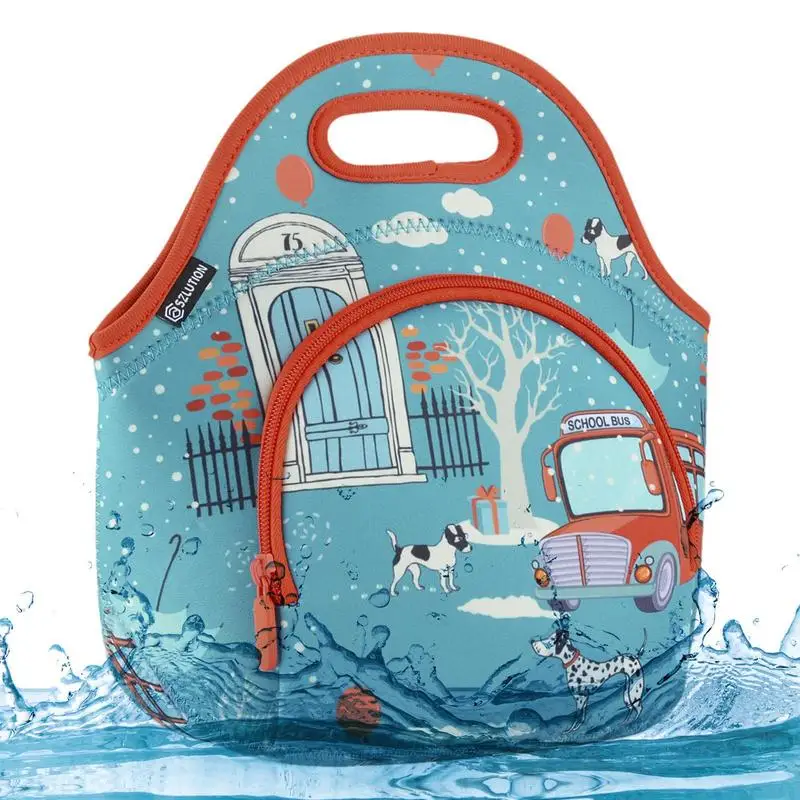 

Portable Lunch Bag Adult Lunch Bag Printed Lunch Box Storage Pouch Insulated Handheld Lunch Bag Neoprene Tote For Camping
