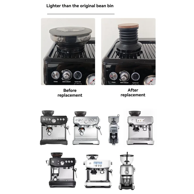 Фото WORTHOWN-бункер для кофейных зерен, воздуходувка для Breville BES875/876/870/878/880/BCG820, инструмент для очистки эспрессо с деревянной крышкой №1