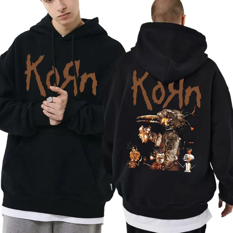 

Limited Edition Singer Rock Band Korn Print Hoodie Vintage 90s Man Hip Hop Hoodies Men Women Fleece Cotton Oversized Sweatshirt