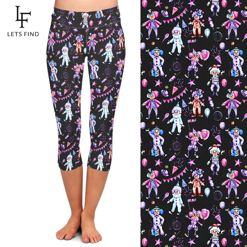 Летние женские леггинсы-капри LETSFIND с изображением милого клоуна и цифровым