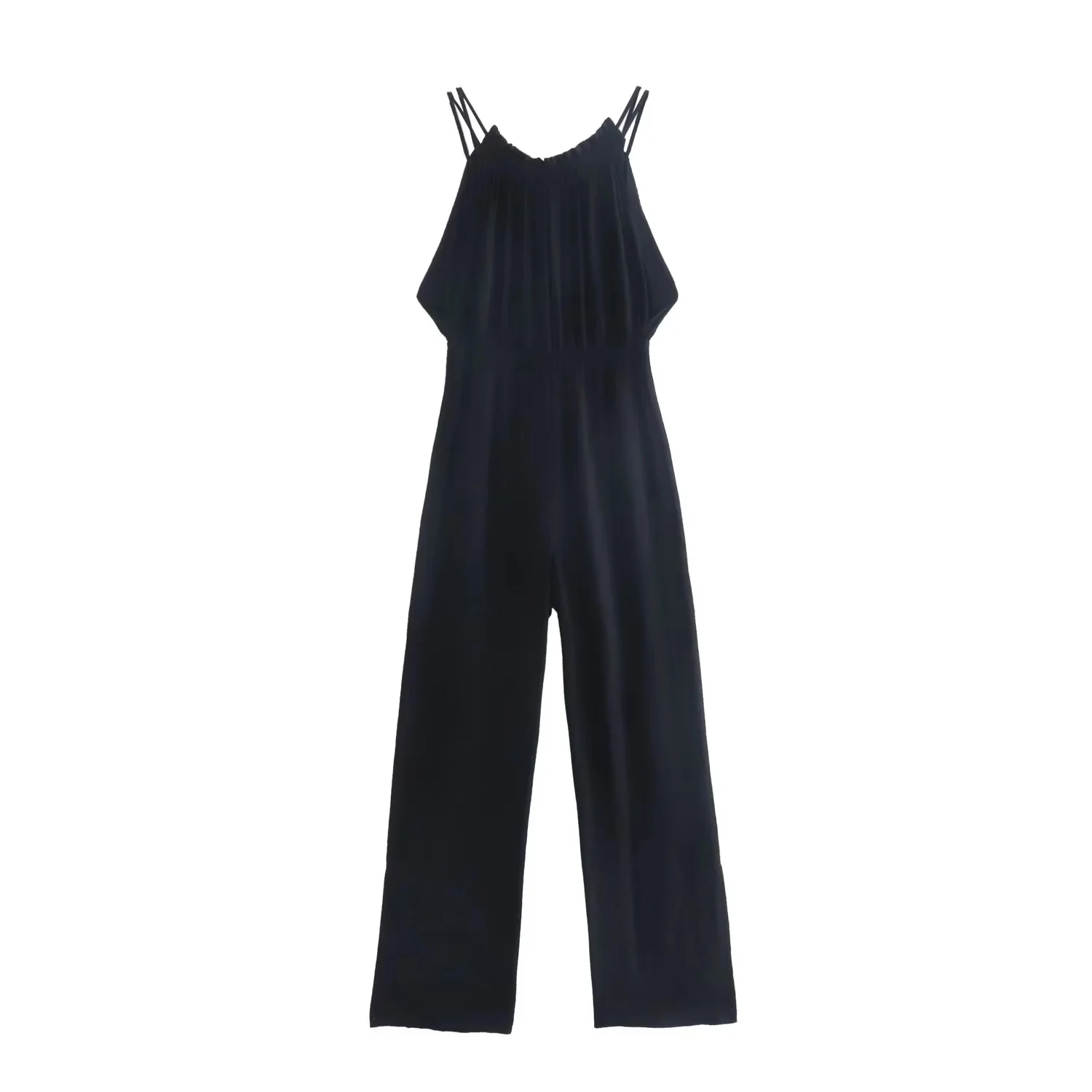 Withered 2023 French Style Indie Folk Fashion Sleeveless Beaded Tassles Casual Black Jumpsuits Women