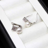 925 sterling silver earrings with pearlreal black natural freshwater pearl earrings womenclip on earrings