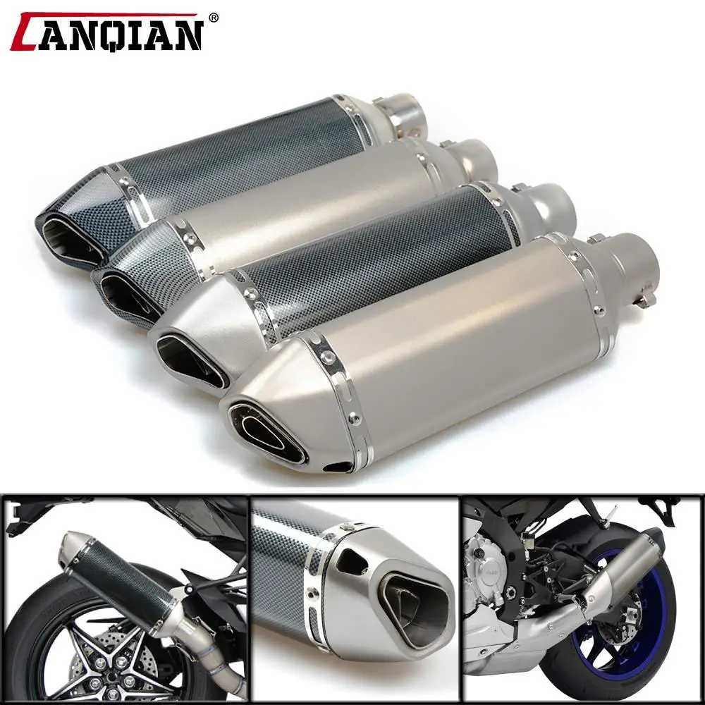 Купи Modified Motorcycle Exhaust Pipe Muffler for honda Kawasaki Ducati Yamaha YZF R125 YZF R15 YZF R25 YZF R3 MT-02 MT-25 YZF R1 R6 за 2,400 рублей в магазине AliExpress