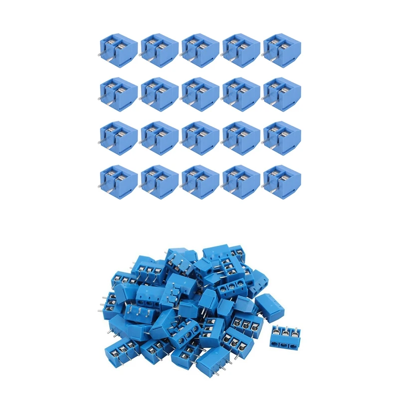 

20Pcs 2-Pin Screw Terminal Block Connector & 100PCS Blue ABS KF301-3P 5.08Mm 3 Pin Connect Screw Terminal Connector