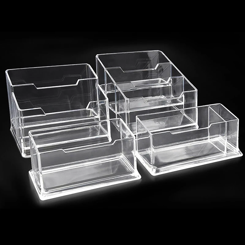 

Clear Desk Shelf Box Storage Display Stand Acrylic Plastic Transparent Desktop Business Card Holder Place Card Holder