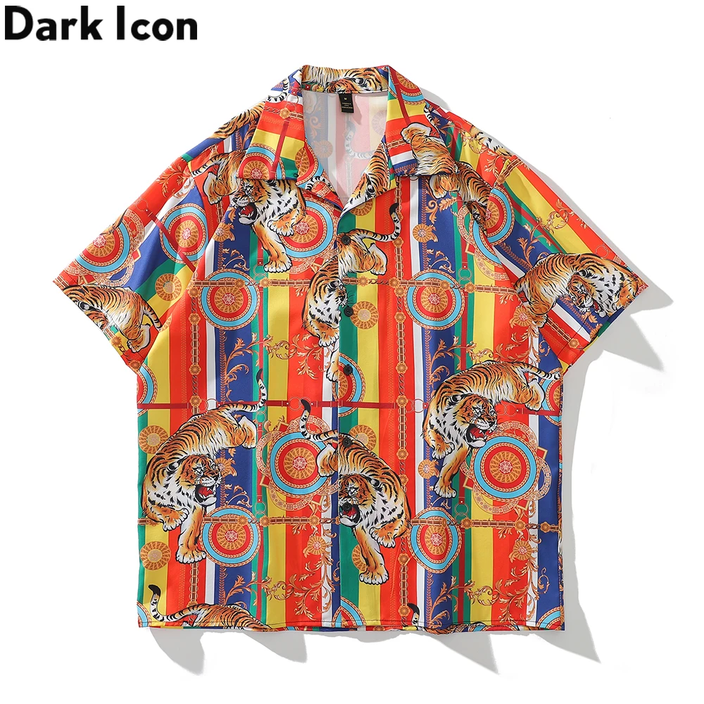 Уличная мода Dark Icon в стиле барокко мужская рубашка летние рубашки из тонкого