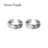 green purple s925 sterling silver irregular texture clip earrings for women fashion design without piercing earrings jewelry