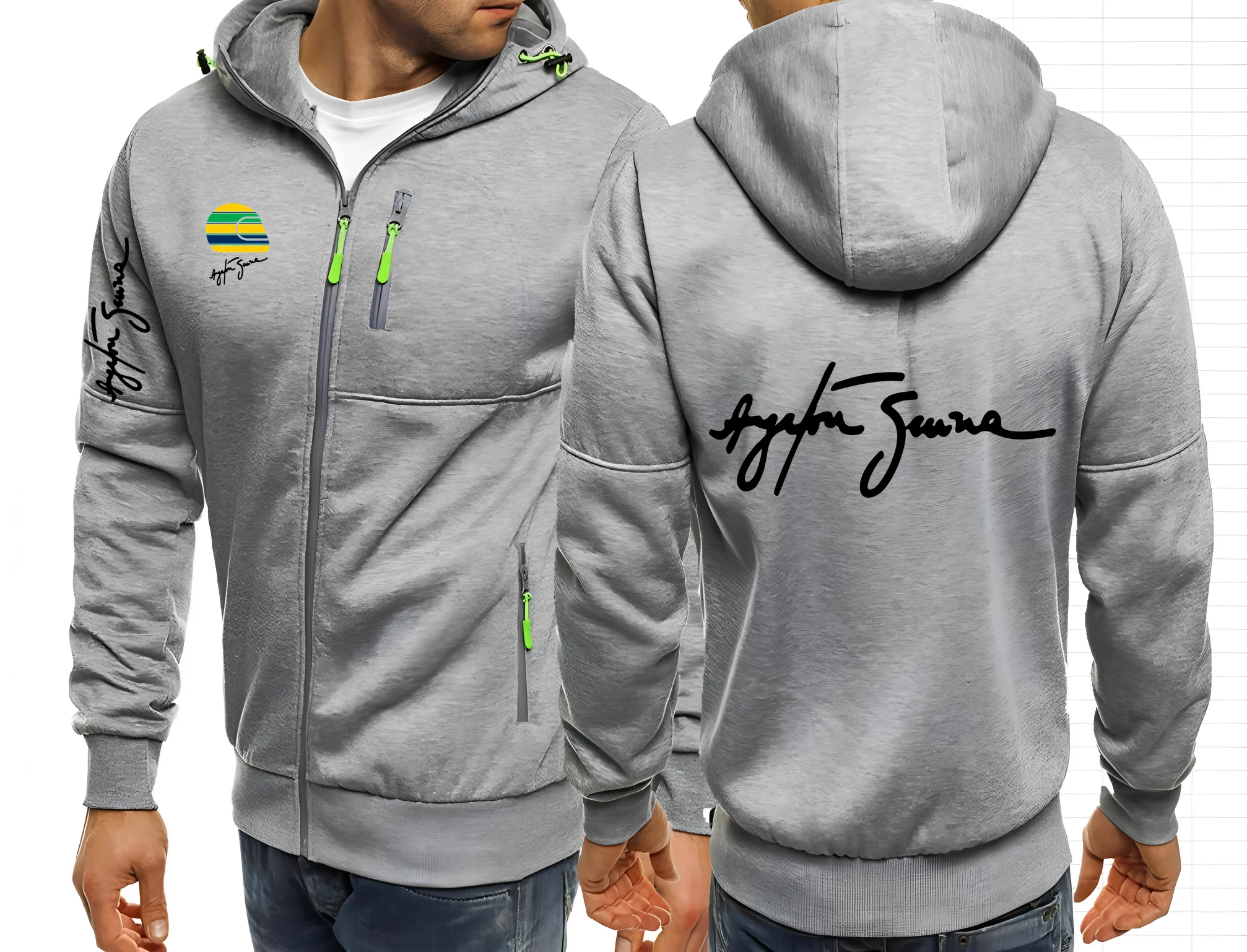 Фото Мужские куртки Hero Ayrton Senna F1 2029, пальто с капюшоном, повседневные толстовки на молнии, мужская одежда, верхняя одежда, толстовки, куртка S-4XL №5