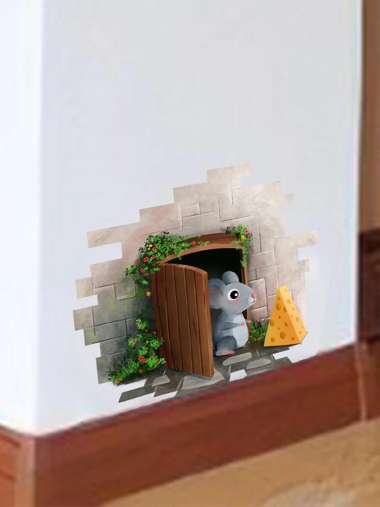 

Cute Little Mouse Wall Sticker for Kids Living Room Home Decoration Removable Mural Bedroom Wallpaper Cartoon Funny Rats Decals