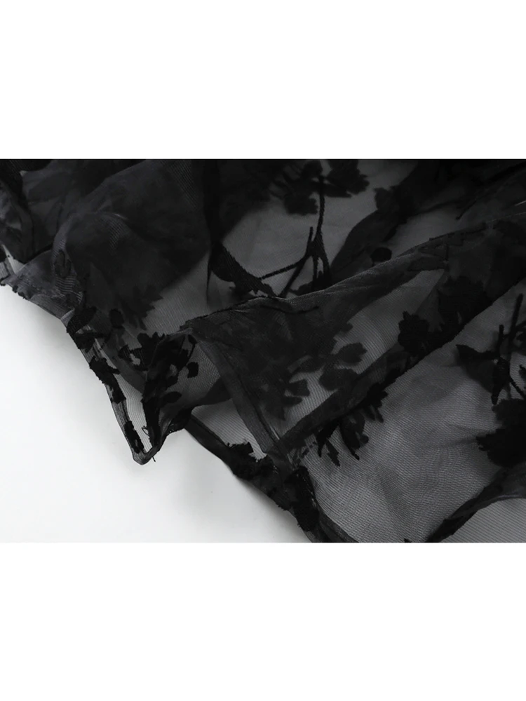 Женская сетчатая юбка готическая Черная винтажная универсальная трапециевидная