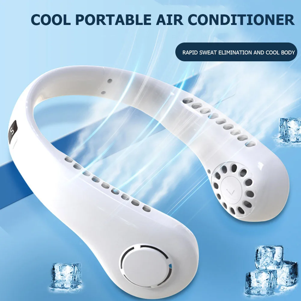 

Portable Hanging Neck Fan USB LED Digital Summer Air Cooling Device Bladeless Outdoor Sports Travel Wearable Mute Neckband Fans