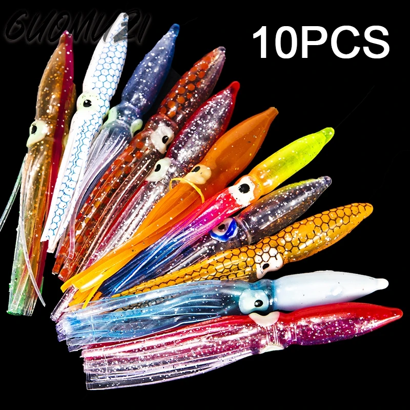 

10pcs 8cm Soft Fishing Lure Squid Artificial Bait Lures Octopus Tuna Sailfish Baits