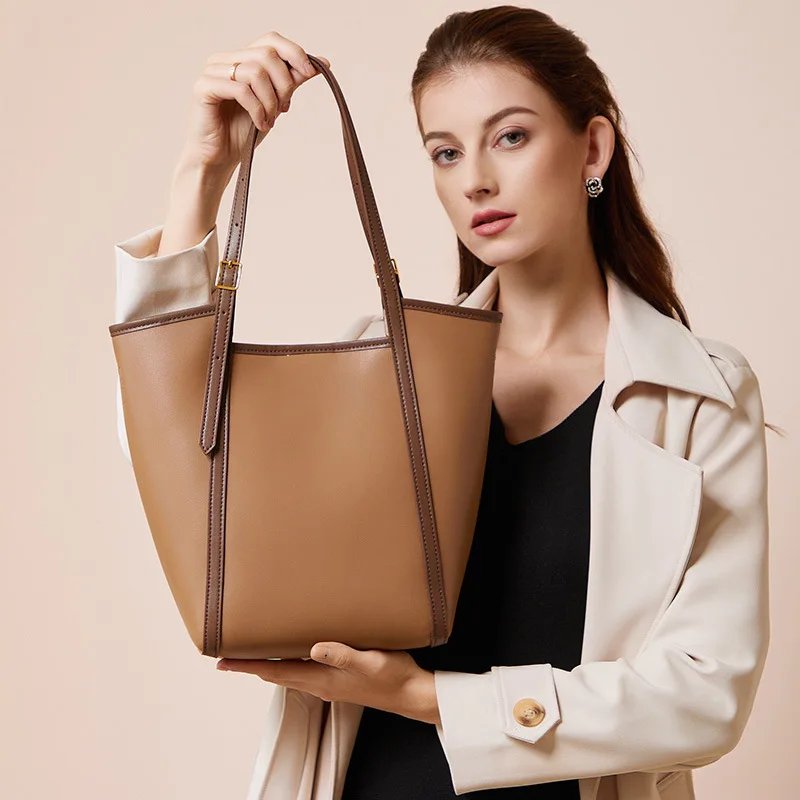

Autumn and winter leather women's bag tote bag large capacity single shoulder messenger bag women's 2022 new versatile Bucket Ba