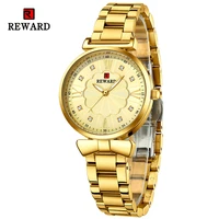 new reward women wristwatch top brand luxury lady super thin stainless steel quartz watches waterproof luminous clock timepiece
