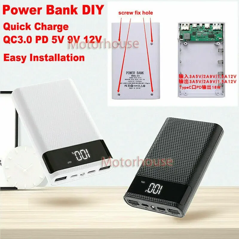 2A QC 3 0 PD 5 В 9 12 Type-C литий-ионный аккумулятор 18650 быстрое зарядное устройство DIY Power