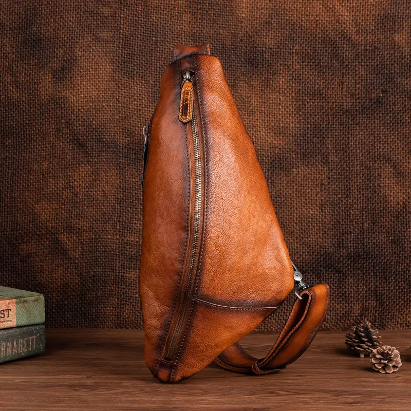 

Chest Handmade Messenger Crossbody Backpack Retro Cowhide 2022 Men's Bags Male New For Men Crossbody Genuine Leather Bags Bag