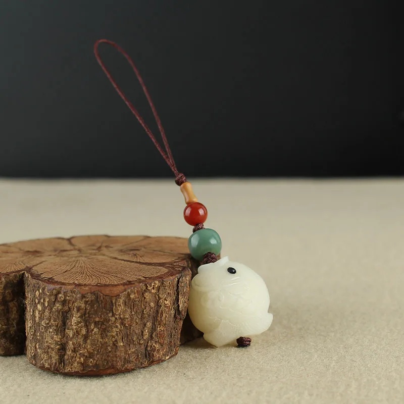 Мешочек с рыбками и фруктами цвета слоновой кости кулон-брелок для автомобиля -