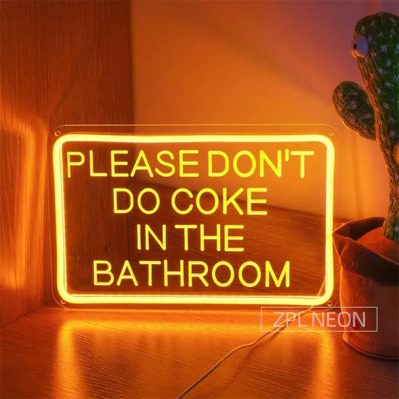 Neon Sign Led Light Please Don't Do Coke In The Bathroom 3D Engrave Neon Light Sign Home Decor Room Wall Decor Personalized Gift