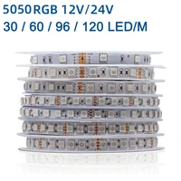 12v 24v dc 5m 5050 rgb led strip 30ledm 60ledm 96ledm 120ledm smd flexible led light tape 8mm 10mm pcb for decoration