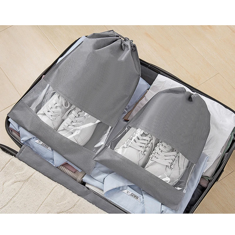

Non Woven Shoe Bag Storage Bag With Drawstring Strap For Dustproof Zipper Shoe Bag Storage