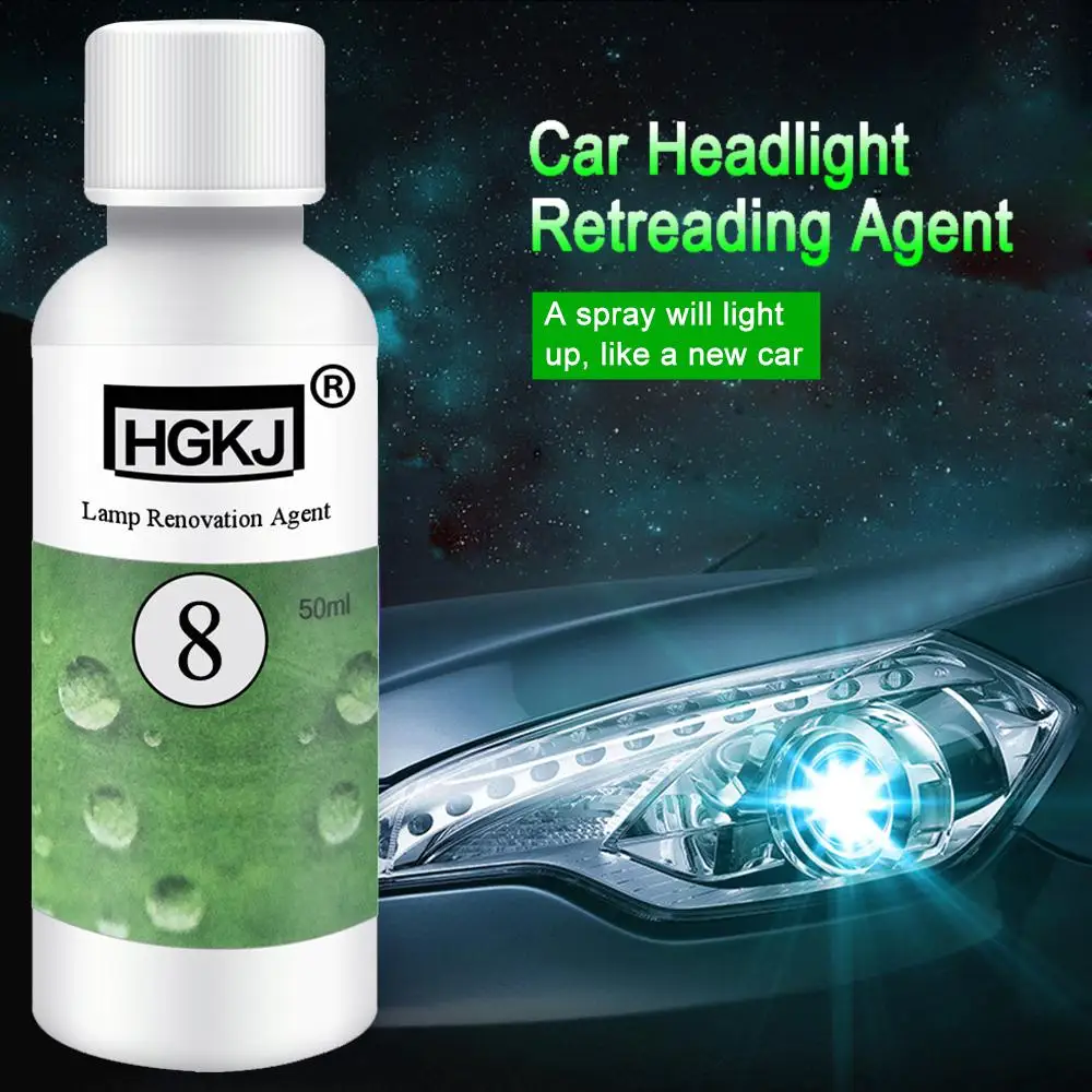 

HOT!! 50ml Retreading Agent Car Polishing Repair Kit Headlight Agent Bright White Headlight Repair Lamp Car Washing Tools TSLM1