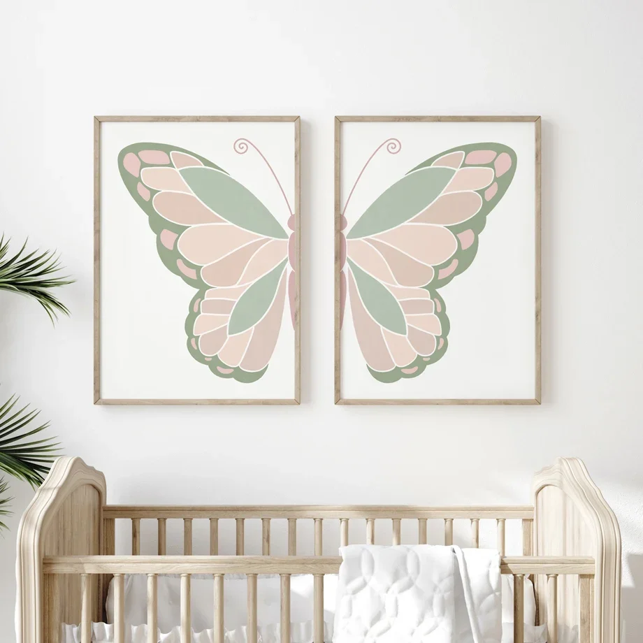 Радужная Бабочка Солнечный свет Дейзи сердце Имя под заказ шалфей зеленый постер