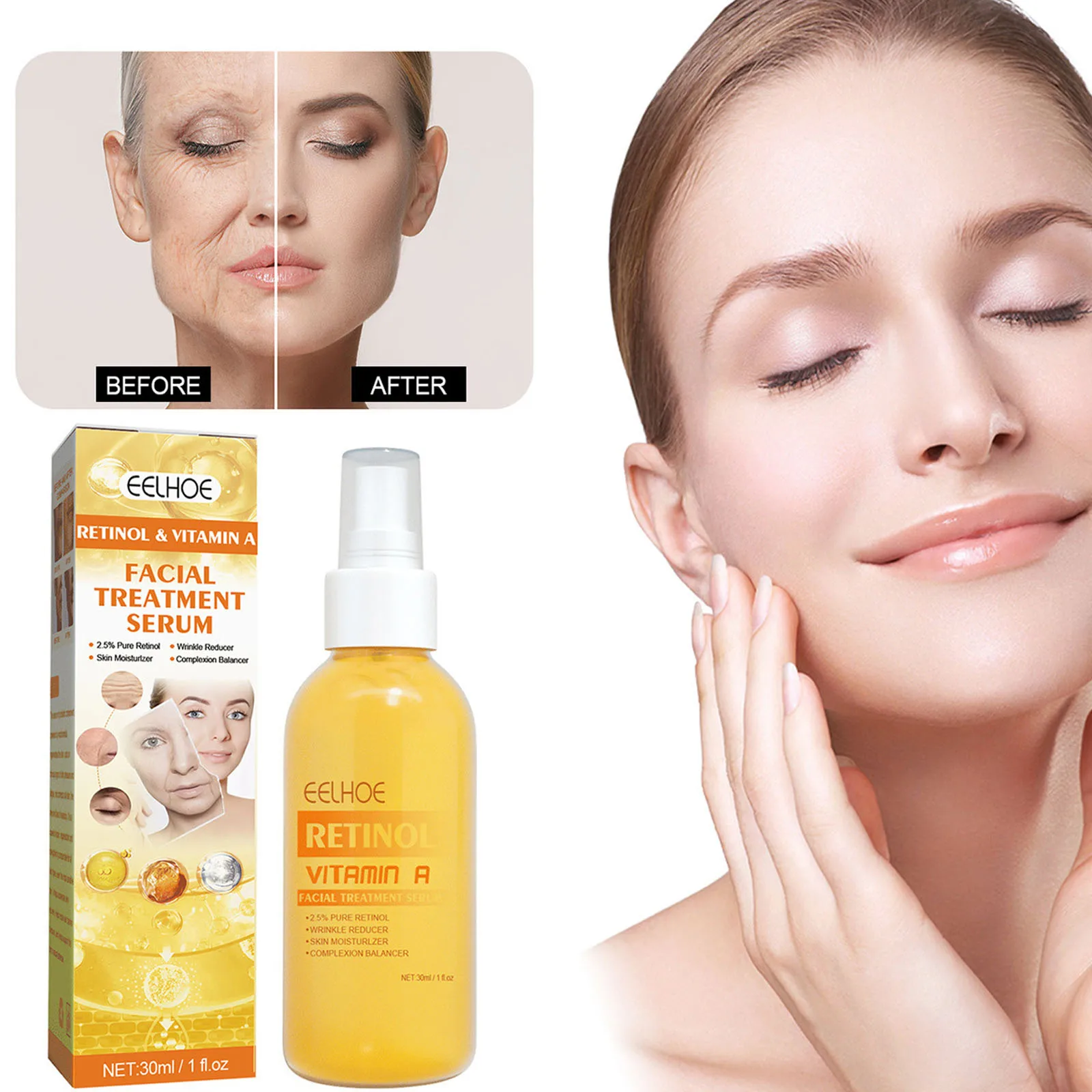 

Retinol Wrinkles Removal Face Serum Lifting Firming Anti-aging Fade Fine Lines Moisturizing Essence Whitening Brighten Skin Care